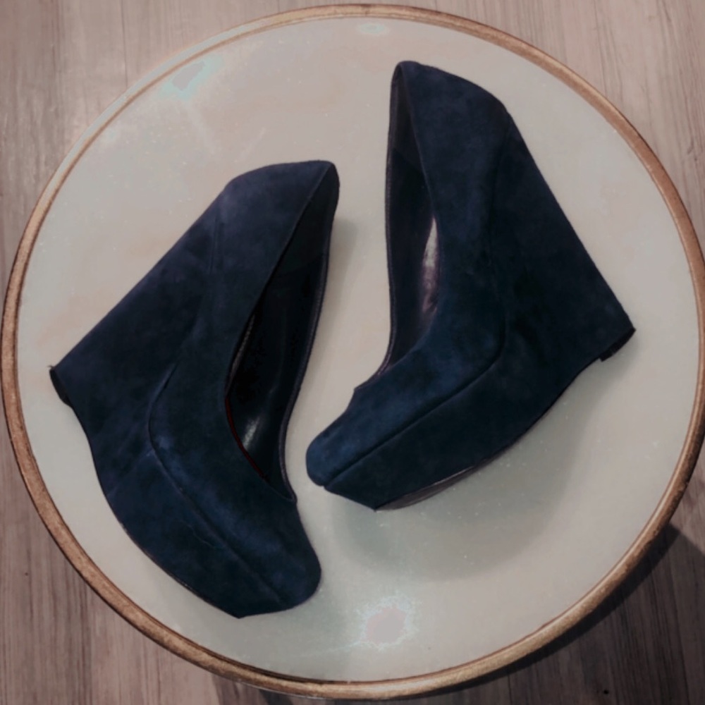 BAKERS | Blue Suede Wedge Heel